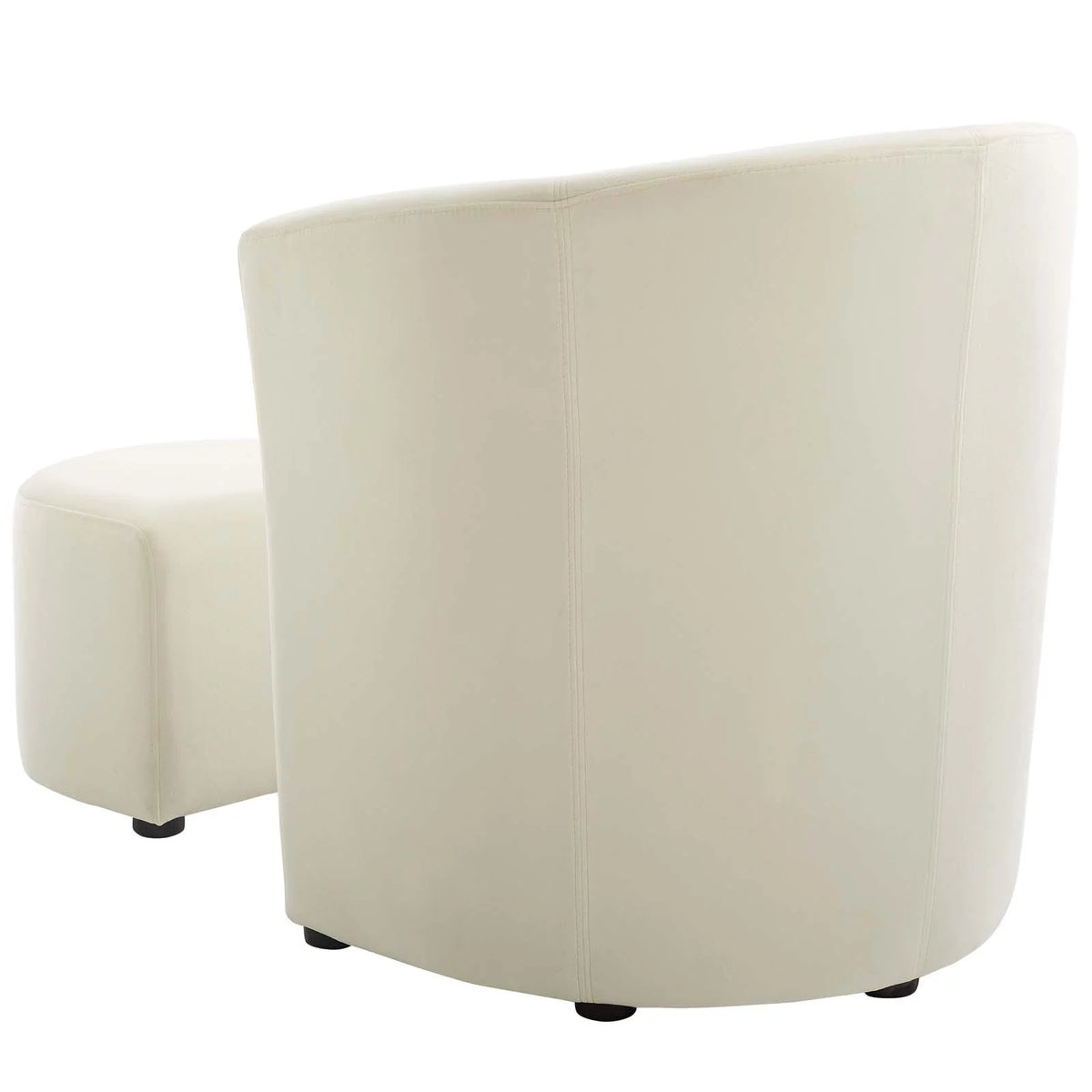 Ivory White Velvet Accent Chair and Ottoman W9870