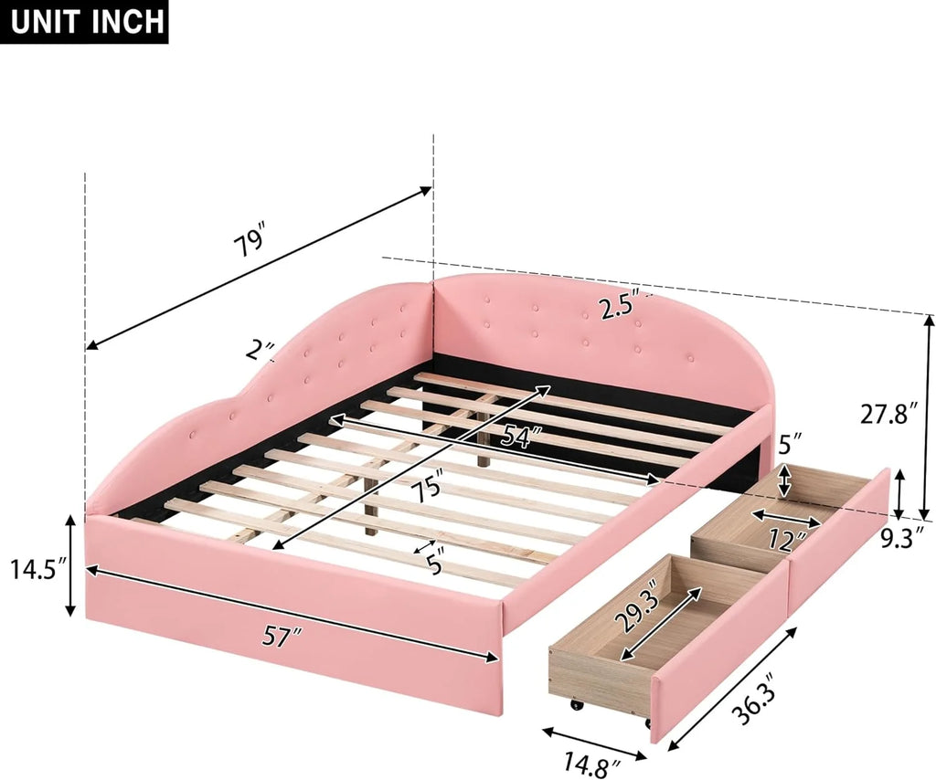 PU Upholstered Tufted Daybed with Storage and 2 Drawers N252769