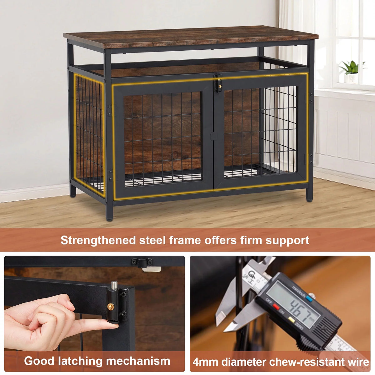 Dog Crate Furniture with Double Doors L16189