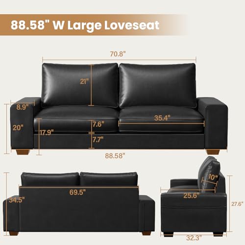 Brown Faux Leather Loveseat Sofa A500496