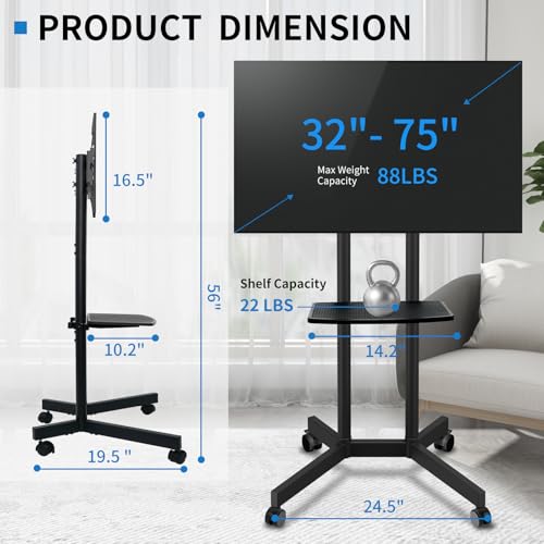Rolling TV Stand with Wheels for 32-75 Inch TVs Y166