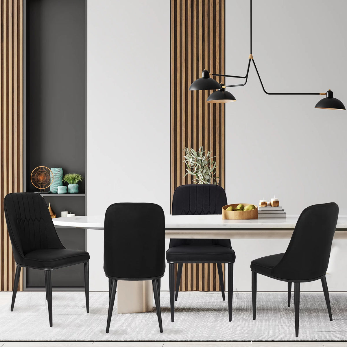 Black Faux Leather Dining Chair Set of 6 W639508