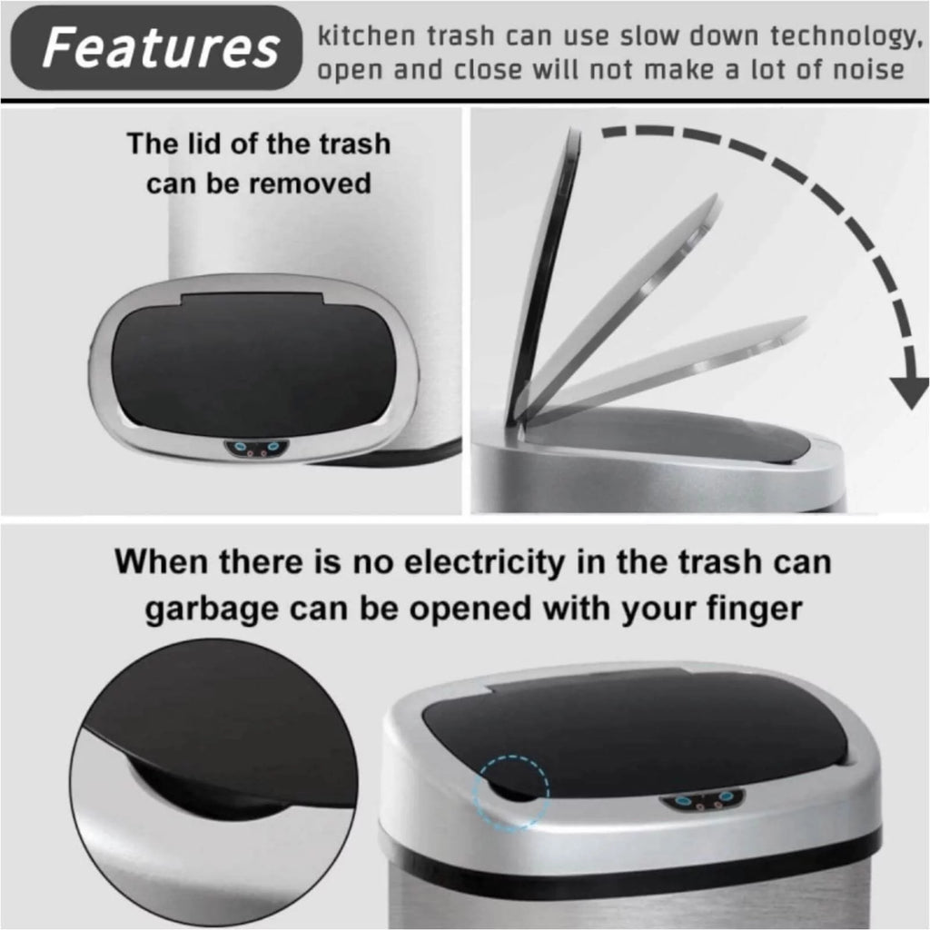 13 Gallon Stainless Steel Automatic Trash Can U73447