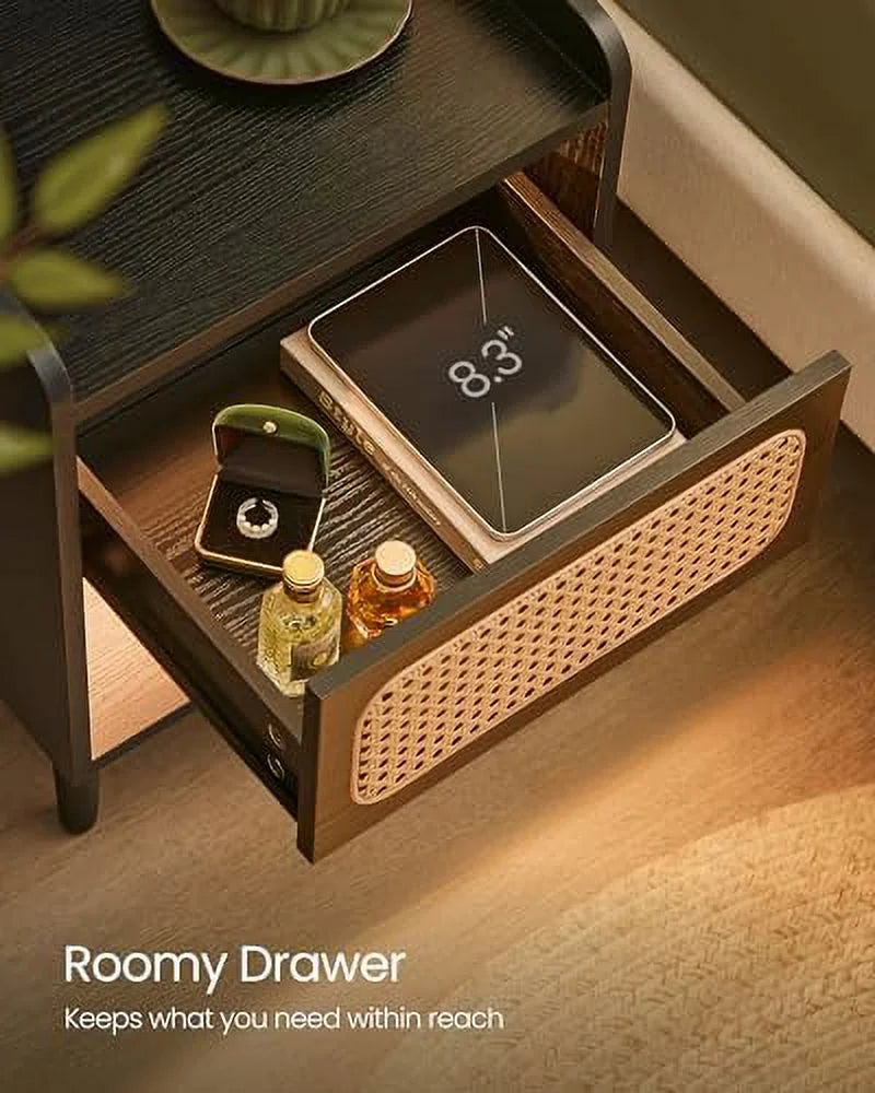 Oak Beige Nightstands with Charging Station C81980