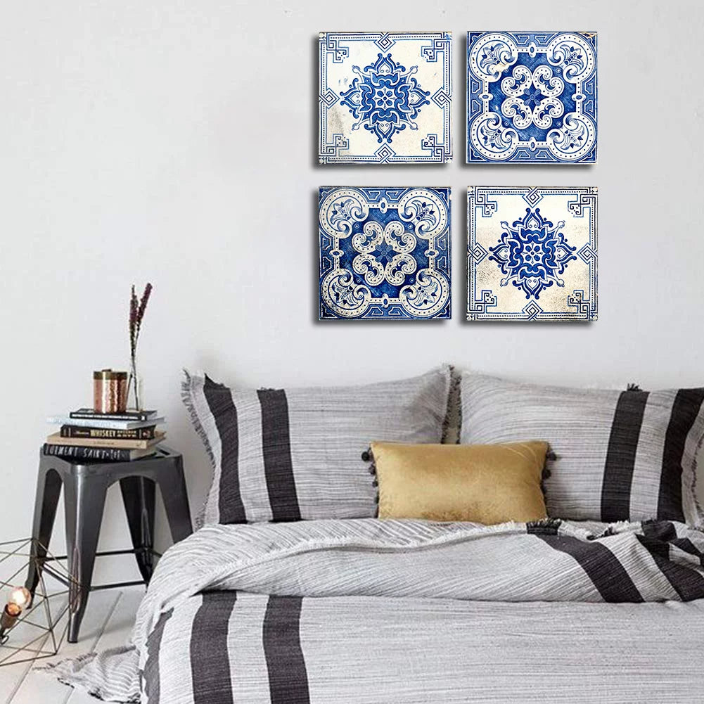 Canvas Floral Pattern Wall Art Set of 4 12x12 inches Z240