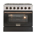 36 Pro-Style Propane Gas Dual Fuel Range in Black with Gold Accents O444850