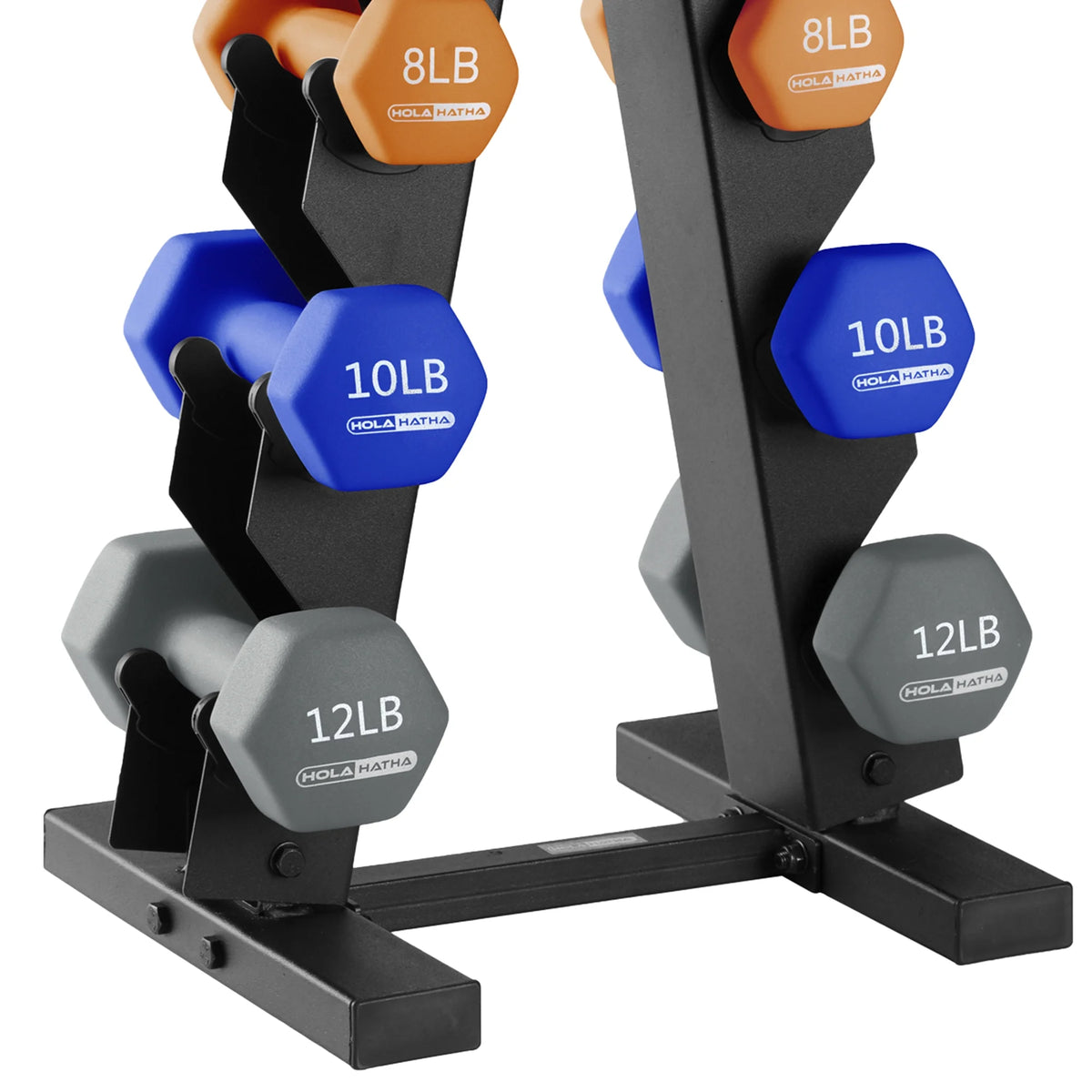 3, 5, 8, 10, & 12 lb Neoprene Hexagon Dumbbell Weight Set with Stand Y2682