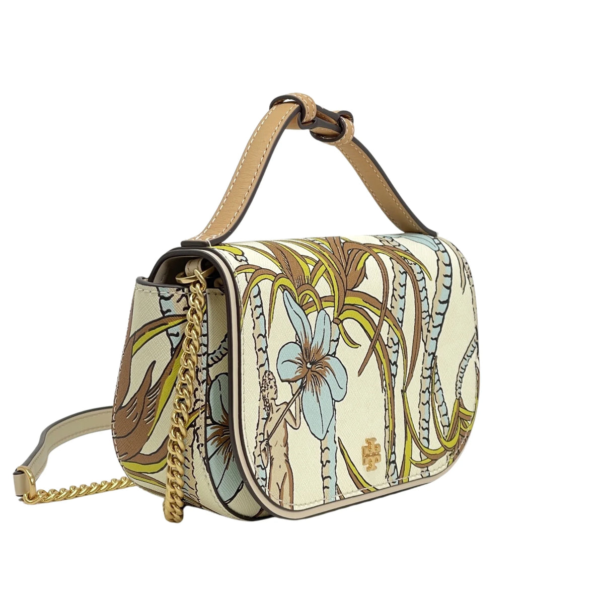 Printed Leather Top Handle Crossbody Bag P47402