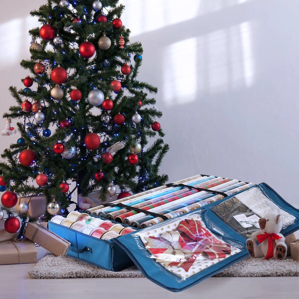 Wrapping Paper Storage Container with Interior Pockets E162619