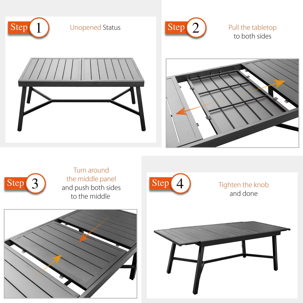 9 Piece Metal Outdoor Patio Dining Set with Swivel Chairs and Extendable Table T514481