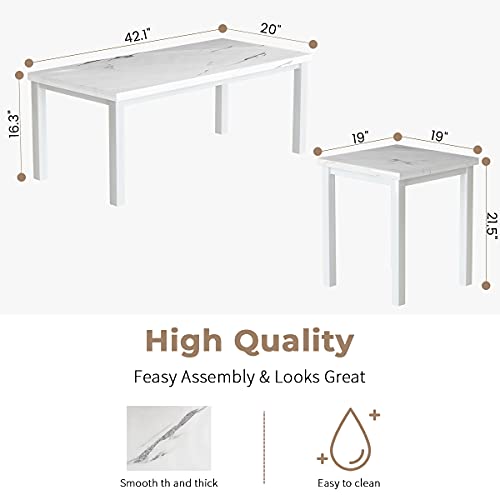 Faux Marble Coffee Table Set of 3 Piece Metal Frame Z9282