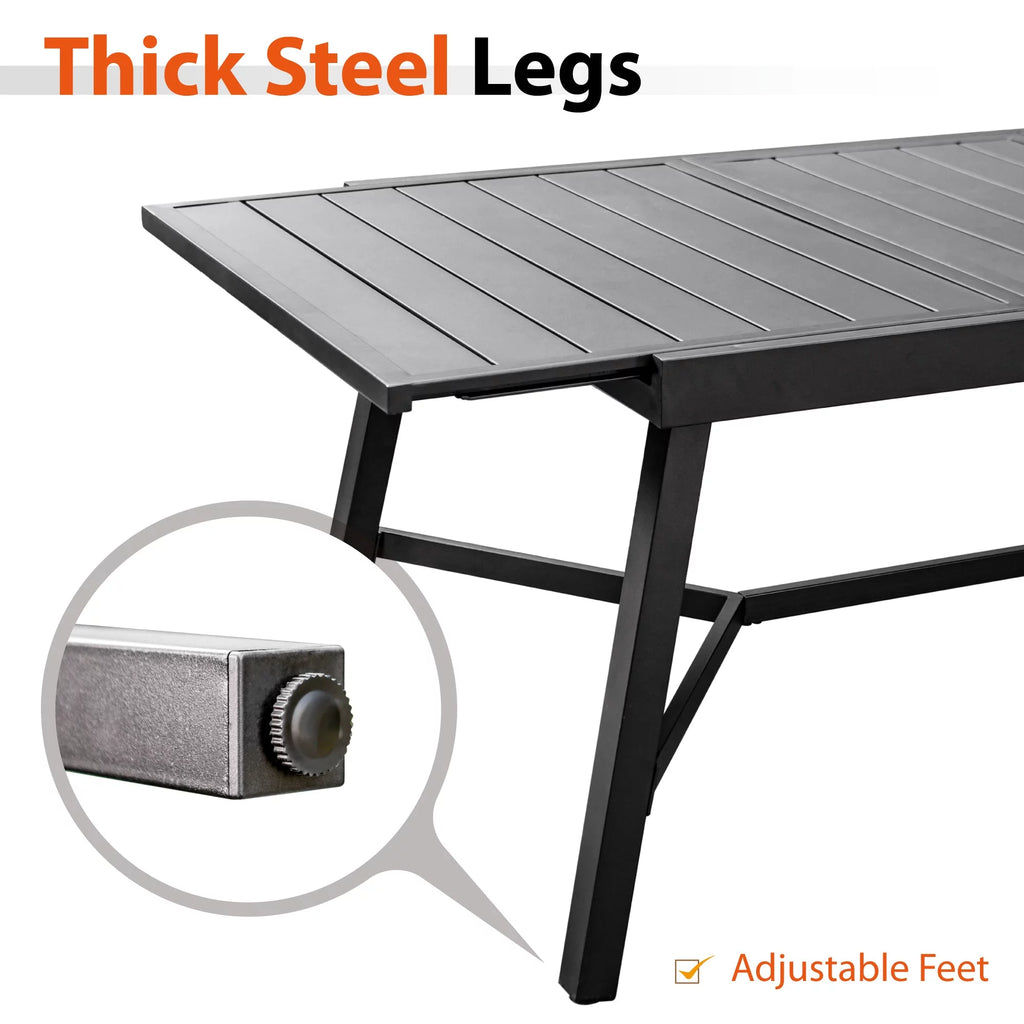 9 Piece Metal Outdoor Patio Dining Set with Swivel Chairs and Extendable Table T514481
