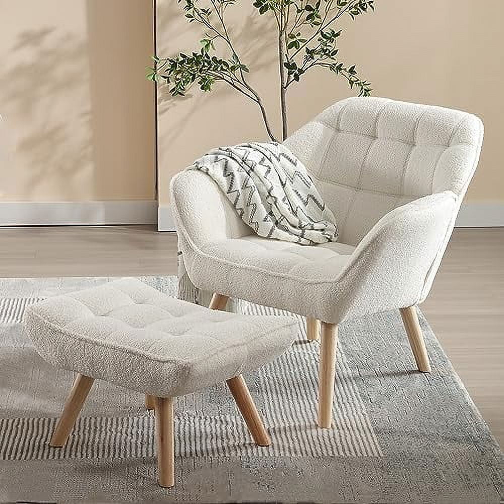 Sherpa Accent Chair with Ottoman V6089