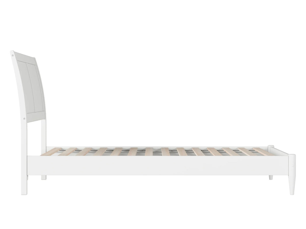 White Twin XL Solid Wood Sleigh Platform Bed T993