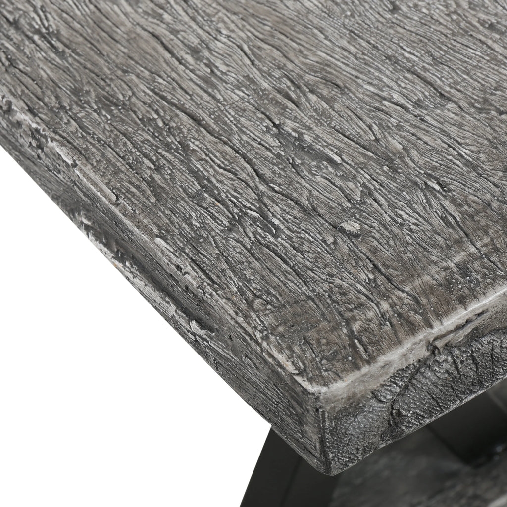 Grey Concrete and Steel Dining Bench J985