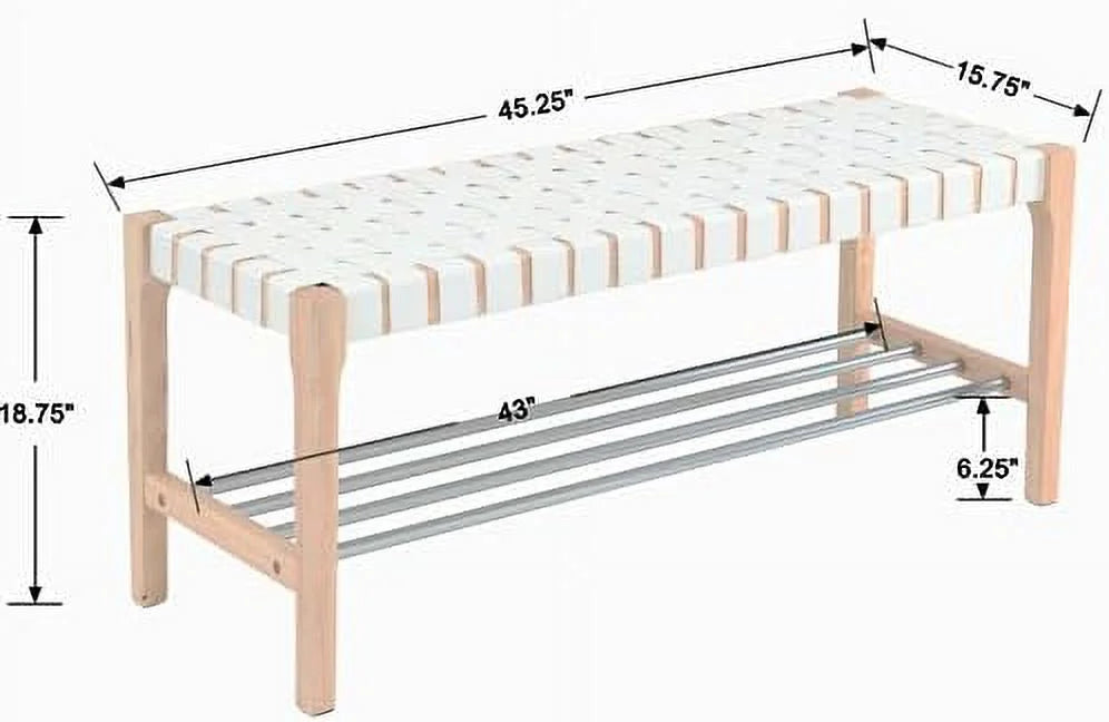 Brown Woven Straps Entryway Bench F46245