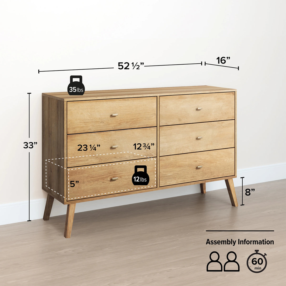 6 Drawer Wooden Dresser G53022