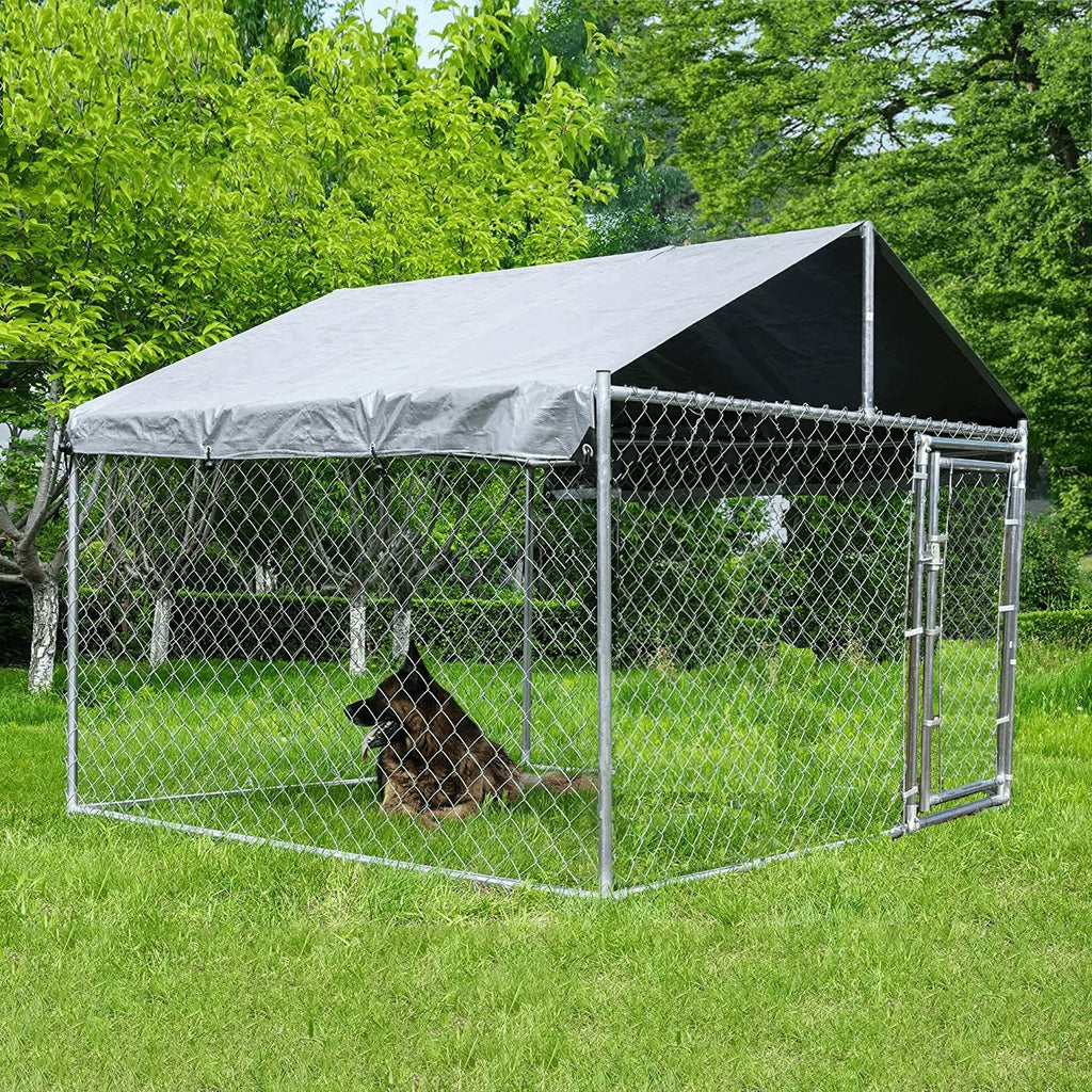 Large Outdoor Dog Kennel with Waterproof Cover and Lock C29955