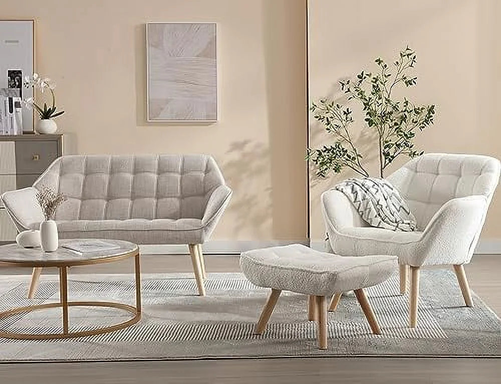 Sherpa Accent Chair with Ottoman V6089