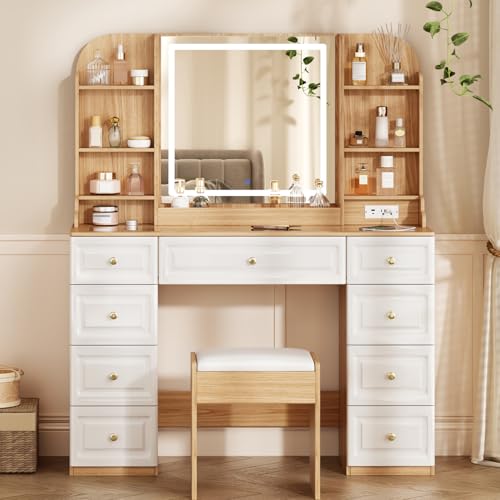 42" Black Makeup Vanity Desk with Mirror and Lights H58150