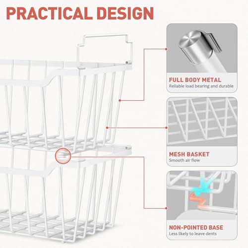 4 Pack Stackable Freezer Organizer Bins with Foldable Handle R61088