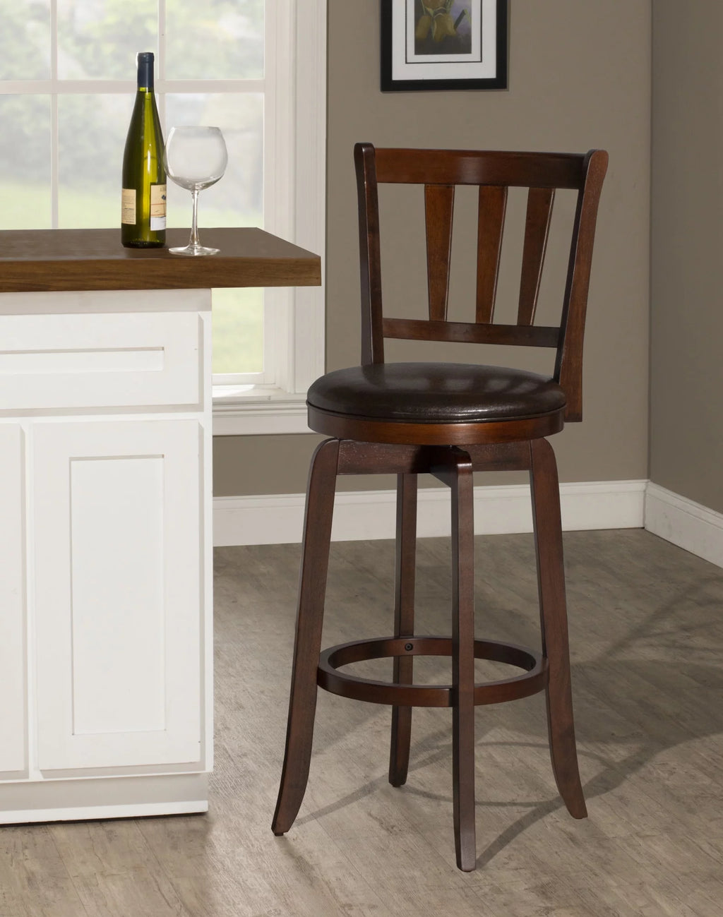 Wood Swivel Bar Height Stool B7199
