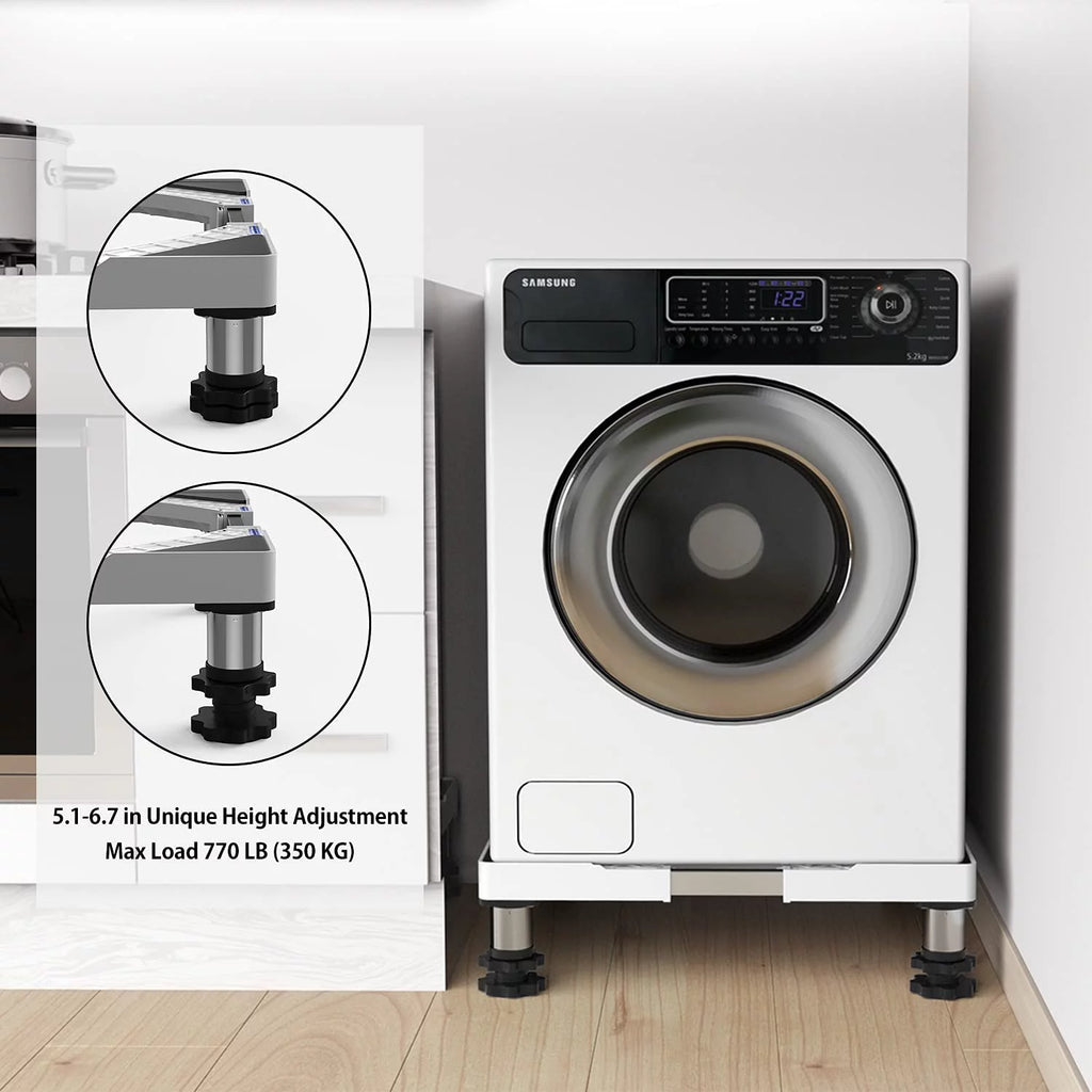 Adjustable Mini Fridge and Washer Stand with 4 Heavy Duty Feet Y505688