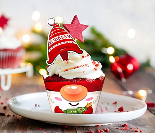 128 Pieces Christmas Cupcake Toppers Wrappers A740190