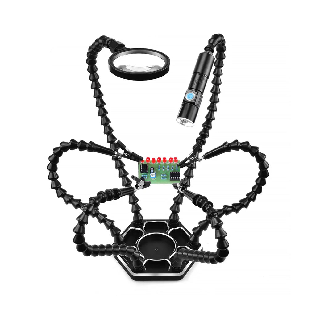 Soldering Third Hand PCB Tool with 6 Flexible Arms Black G6611