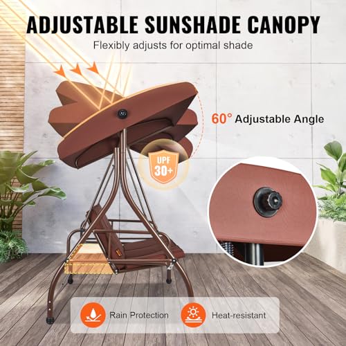 3-Seat Converting Canopy Patio Swing Chair with Cushion I42822