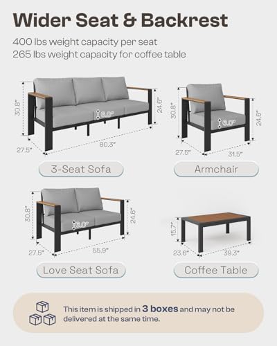 Aluminum 4 Piece Patio Furniture Set with Coffee Table E51743