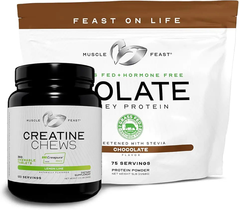 Unflavored Creatine Powder and Chocolate Whey Protein Isolate Bundle S304
