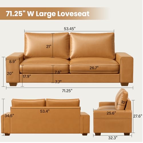 Brown Faux Leather Loveseat Sofa A500496