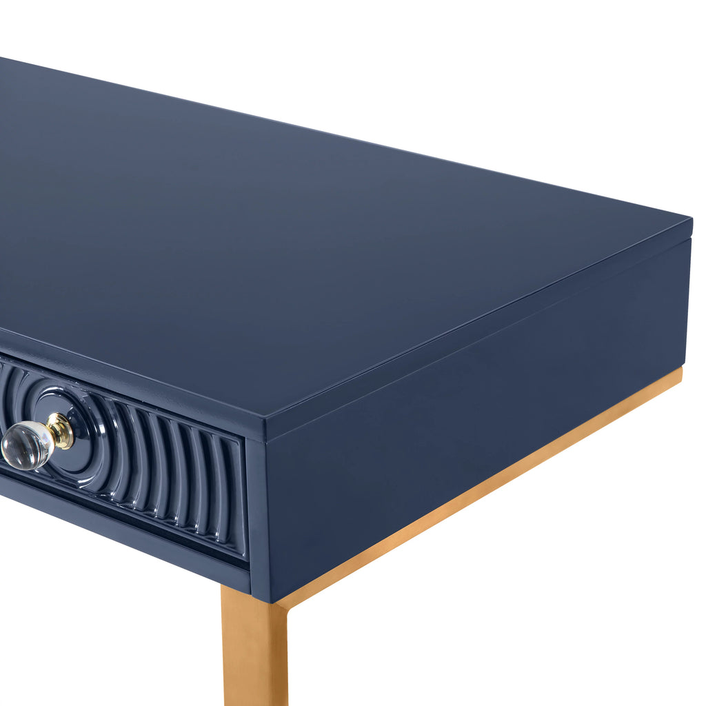 Blue Lacquer Office Desk With Gold Legs H948330