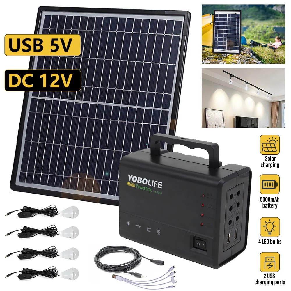 Portable Solar Power Station with 4 LED H812875
