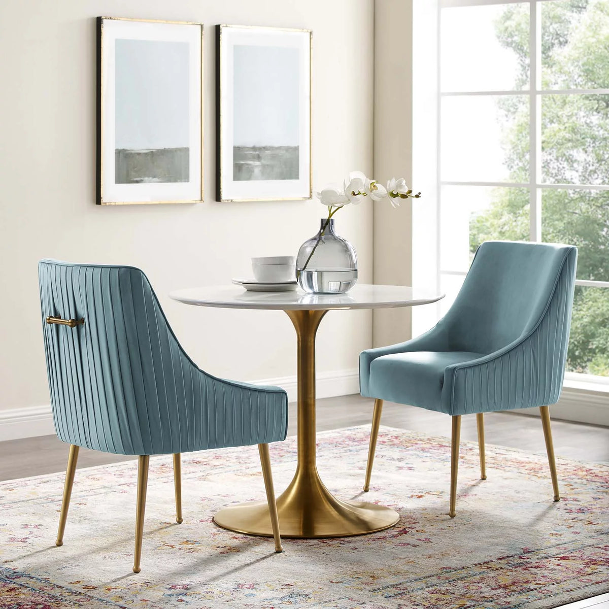 Light Blue Velvet Upholstered Dining Chair Set of 2 A839184