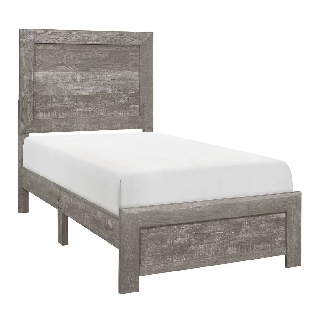 Gray Twin Size Bed and 2 Nightstands 3pc Set P212