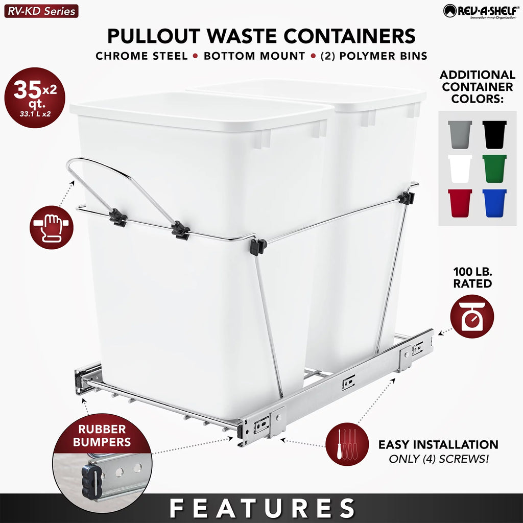 Black Pull Out Waste Containers W5539
