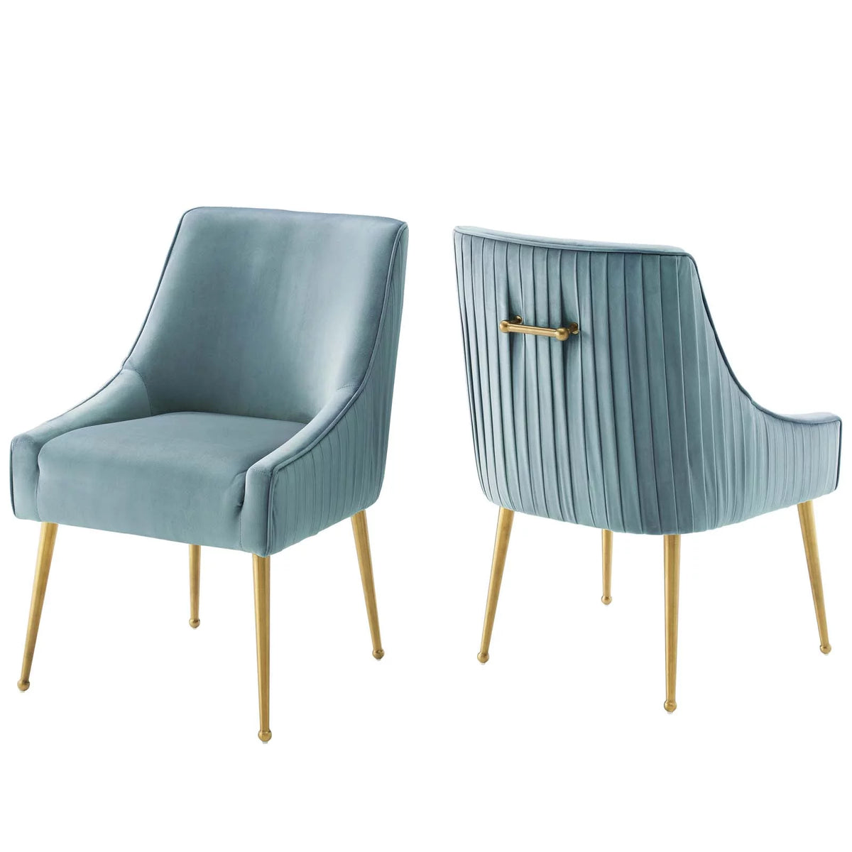 Light Blue Velvet Upholstered Dining Chair Set of 2 A839184