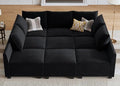 Black Modular Sectional Sofa with Storage Ottoman A144805