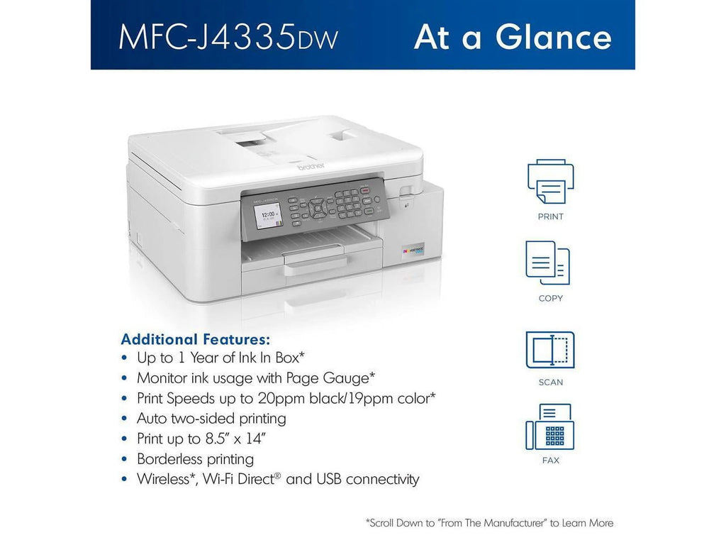 Color Inkjet All-in-One Printer with Duplex and Wireless Printing U843148