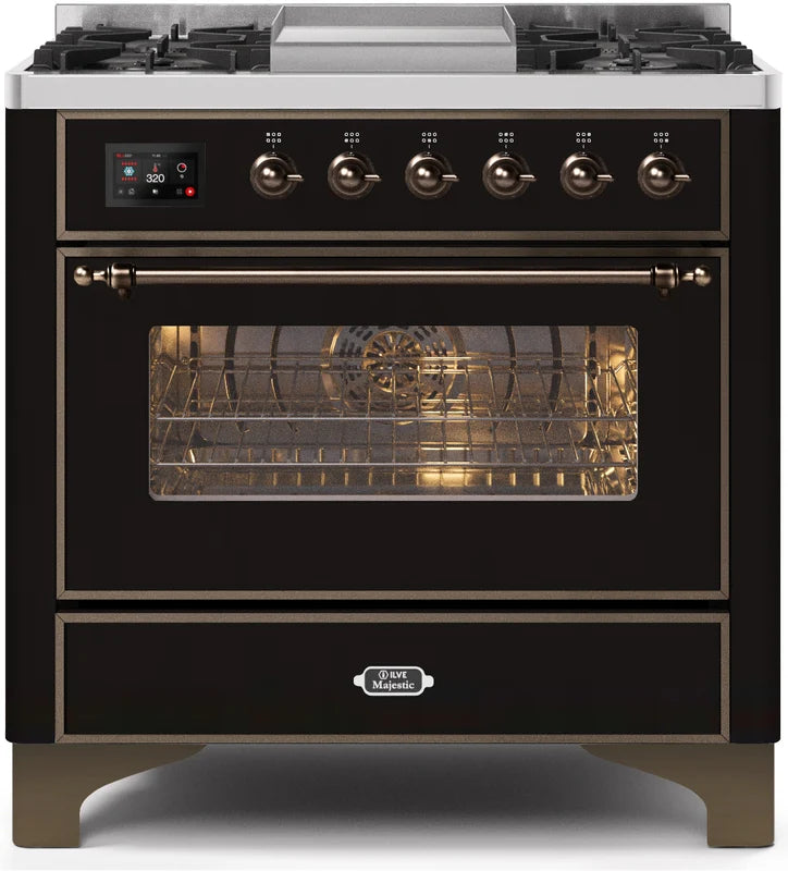 Glossy Black Dual Fuel Propane Gas Range O109