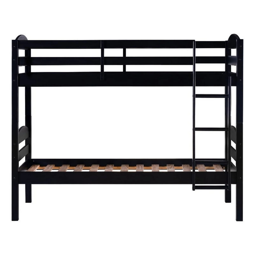 Black Solid Wood Twin-over-Twin Bunk Bed Frame B3821