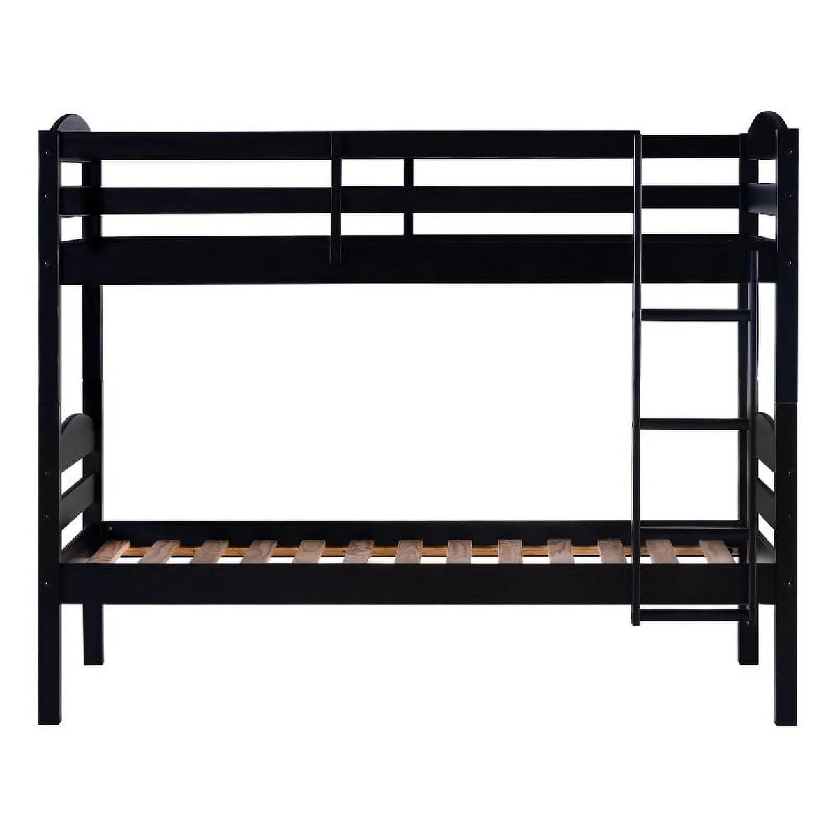 Black Solid Wood Twin-over-Twin Bunk Bed Frame B3821