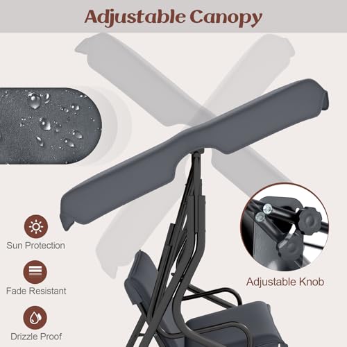 3 Person Porch Swing with Removable Cushion and Canopy G38663