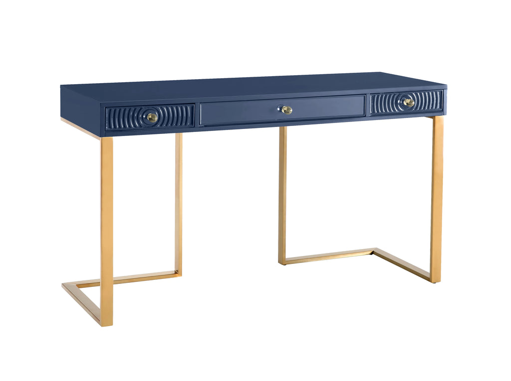 Blue Lacquer Office Desk With Gold Legs H948330
