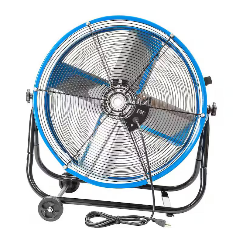 2 Fan Speeds Drum Fan in Blue with Snap-On Wheels W93967
