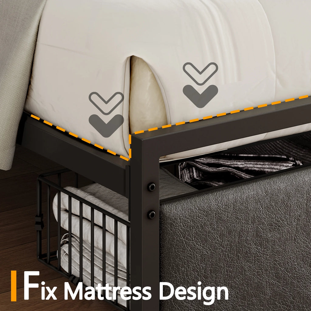 King Storage Bed Frame with Charging Station and Drawers A95008