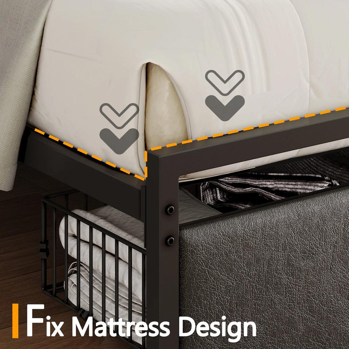 King Storage Bed Frame with Charging Station and Drawers A95008