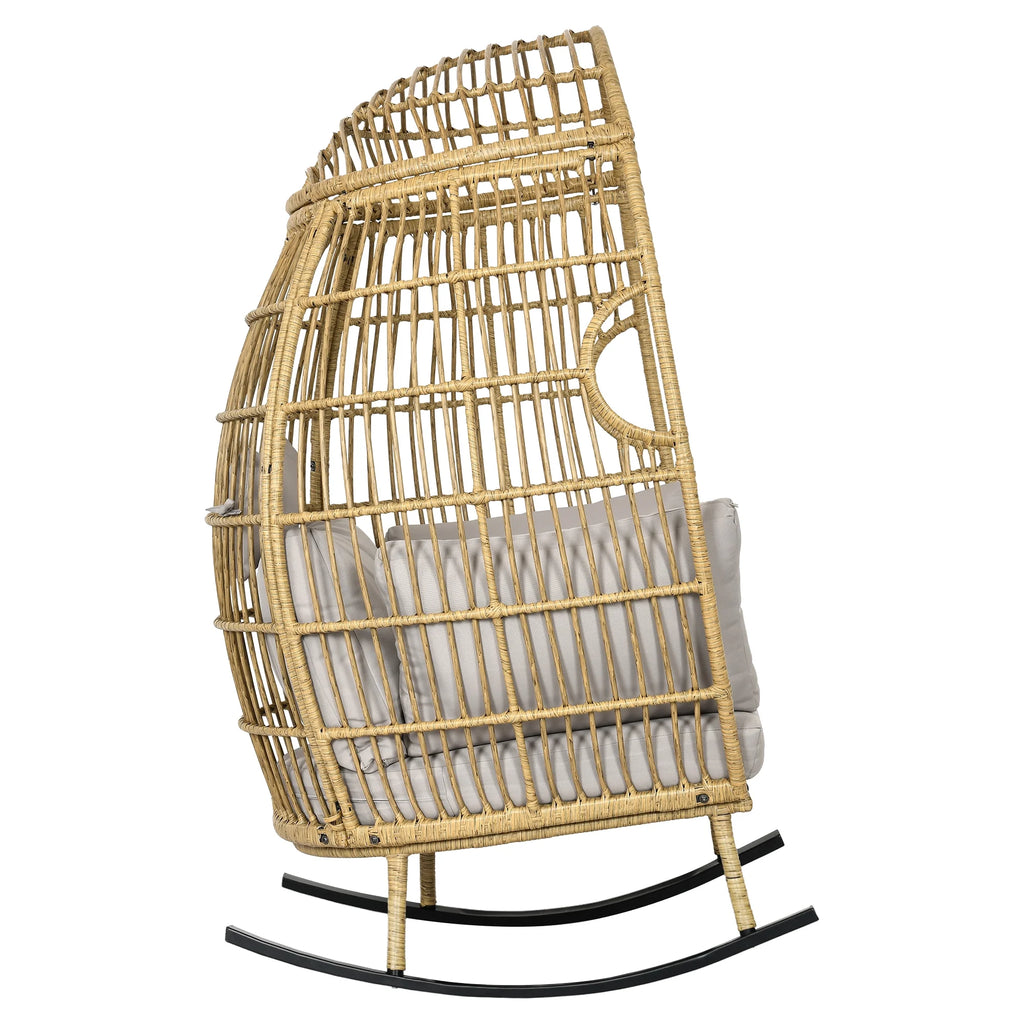 Grey Oversized Wicker Egg Rocking Chair T817